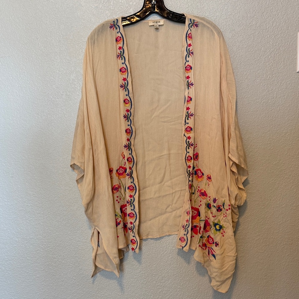Umgee Beige Cardigan with Floral Embroidery